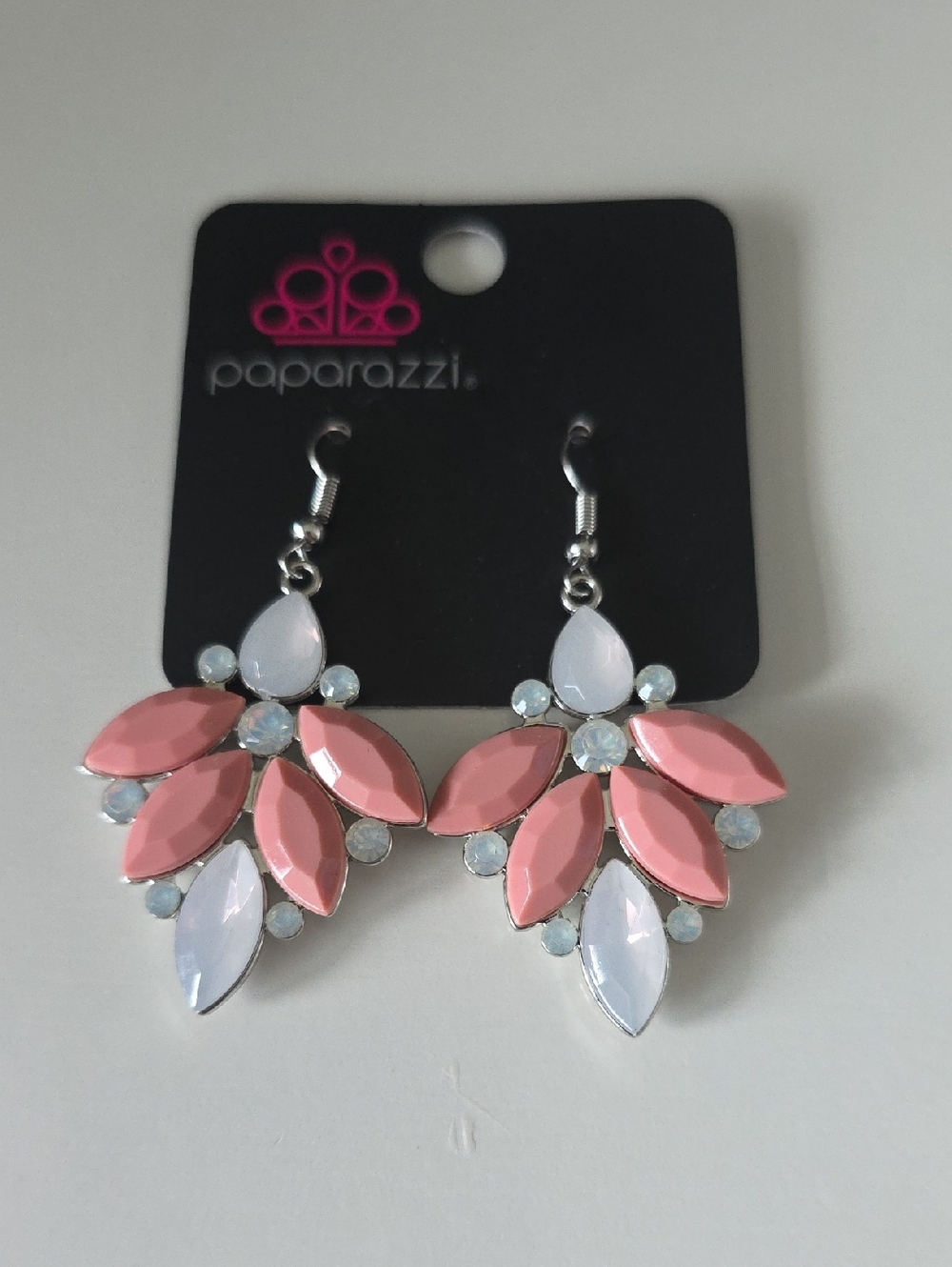 Paparazzi Pink and White Teardrop Petal Earrings